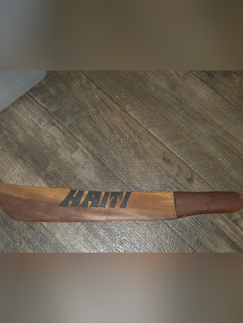 Wooden Haiti Souvenir Decor Sword With Handle & Says HAITI (GUC)